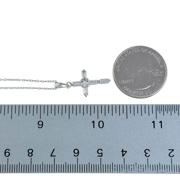 Vintage China PAJ Sterling Silver 925 Cubic Zirconia Cross Pendant ONLY - Picture 3 of 3